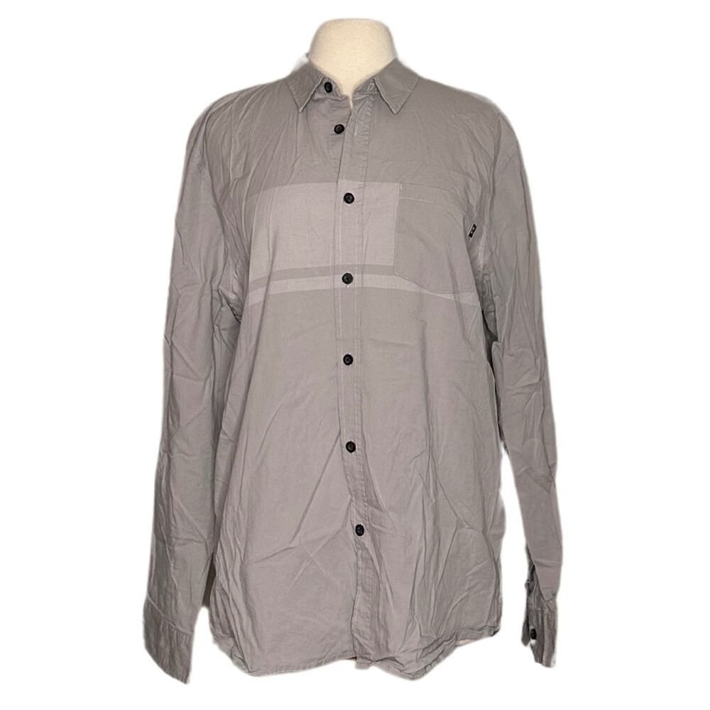 Grey Long Sleeve Oakley Button Up Dress Shirt Lightweight Minimalist P28